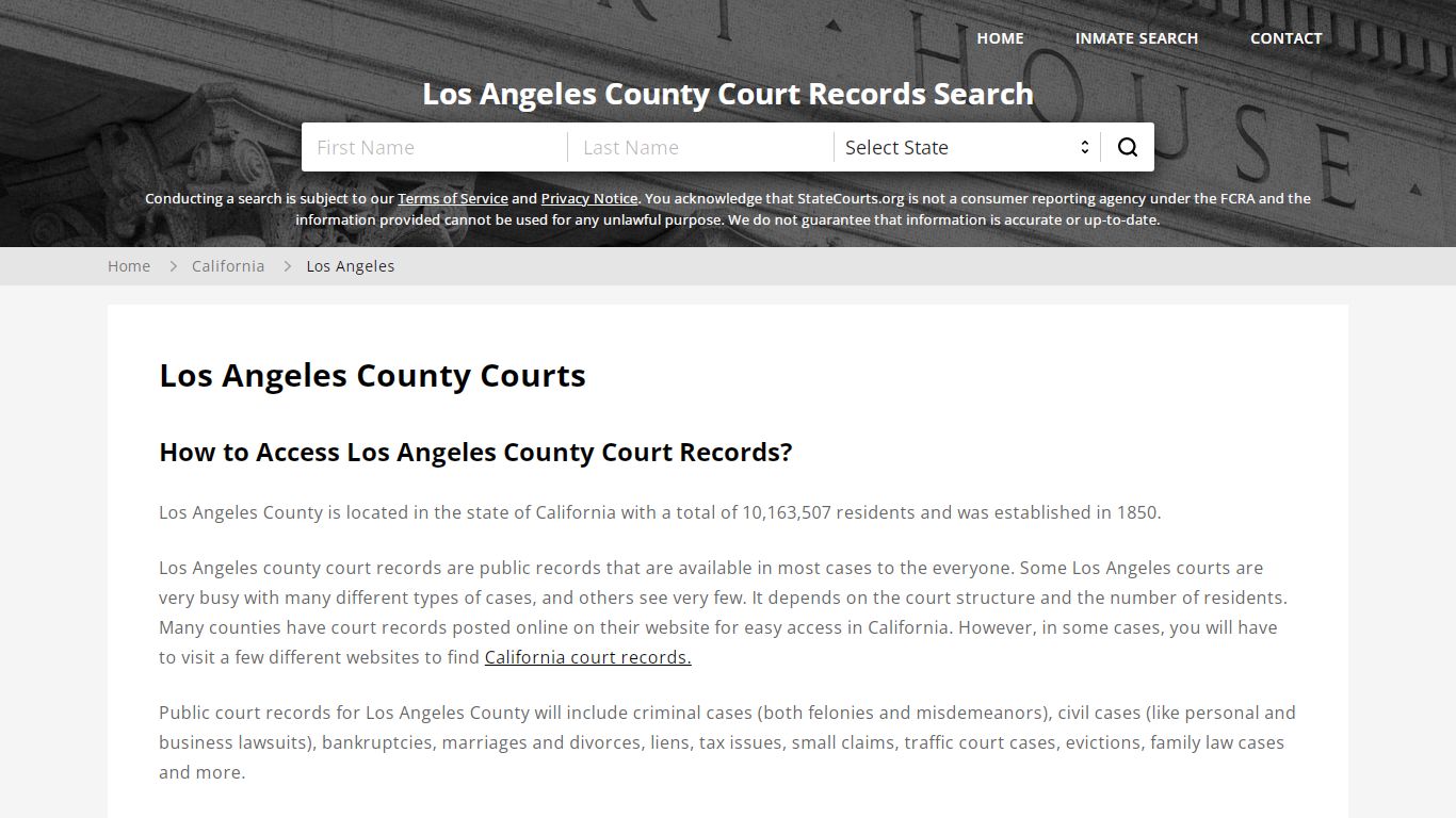 Los Angeles County, CA Courts - Records & Cases - StateCourts